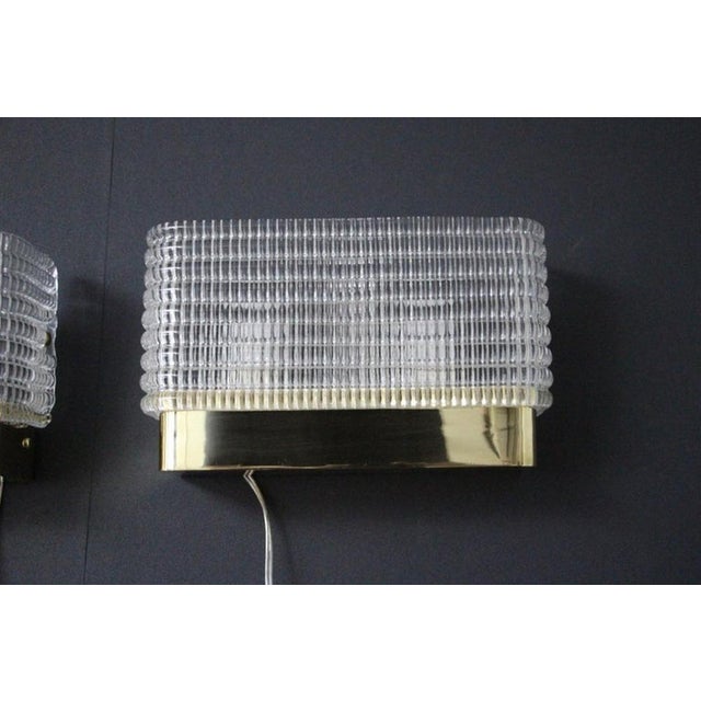 1990s Rectangular Wall Lights Sconces in Textured Murano Glass, 1980s, Set of 2 For Sale - Image 5 of 15
