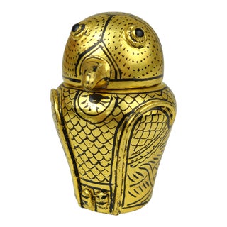 Petite Burmese Lacquer Owl Box For Sale