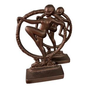 1930s Art Deco Nude Dancer Cast Iron Bookends
