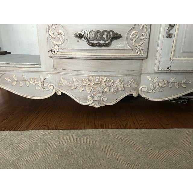 Wood Antique French Blue Painted Cupboard For Sale - Image 7 of 10