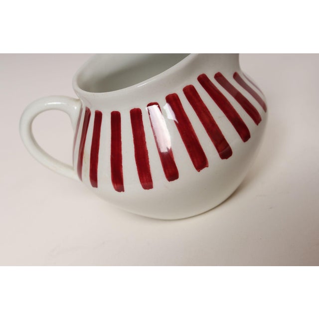 Swedish Ceramic Red Stripe Sugar and Creamer by Karin Björquist for Gustavsberg For Sale - Image 11 of 14