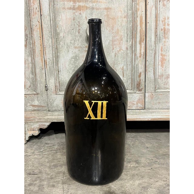 French Large Antique French Hand Blown and Painted Wine Bottle, Normandy, Circa 1880s For Sale - Image 3 of 8