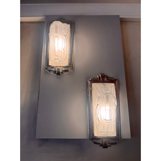 Metal Art Deco Wall Lights from Val Saint Lambert, 1930, Set of 2 For Sale - Image 7 of 18