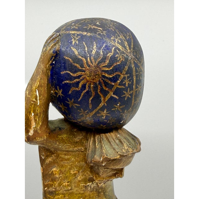 Northern Italian Carved Wood & Gessoed Atlas with Celestial Globe Circa 1800 For Sale - Image 4 of 18