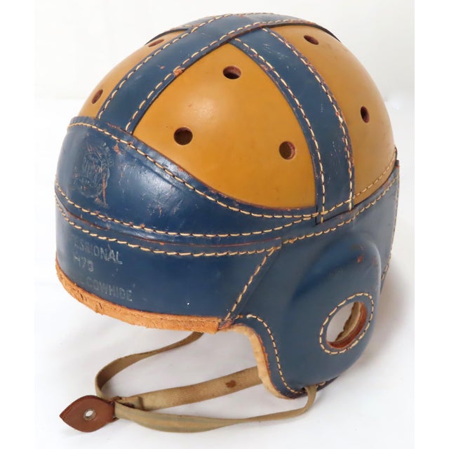 Classic Vintage 1940s Leather Football Players Helmet With Nice Colors