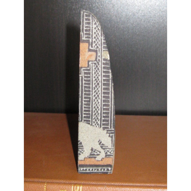 Stone 1990s Hopi Native American Painted Stone, Artist Beem "Wolves Howling at a Red Moon" For Sale - Image 7 of 7