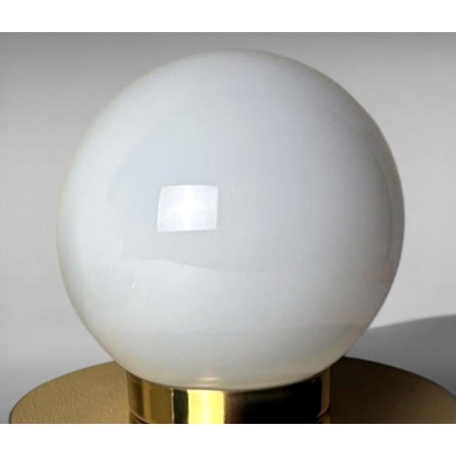 Vintage Pair of Italian Lamps With Brass Bases and Opal Glass Shades For Sale - Image 10 of 16