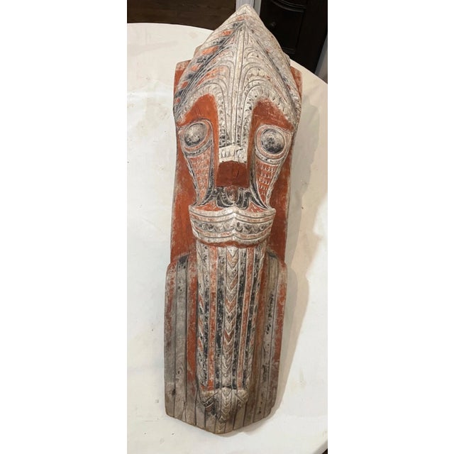 1920s Huge Antique Carved Wood House Facade Singa Indonesia North Sumatra Batak Tribe For Sale - Image 5 of 16