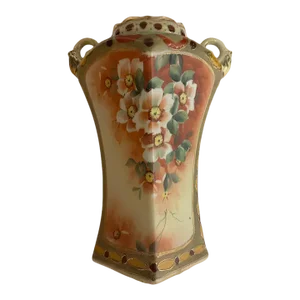 Antique Imperial Nippon Hand Painted Moriage Vase with Scroll Handles