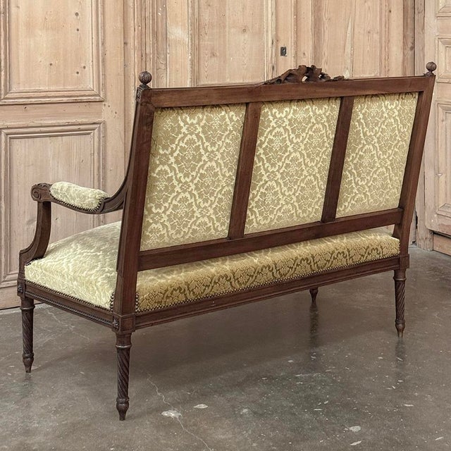 19th Century French Louis XVI Walnut Canape ~ Sofa For Sale - Image 16 of 16