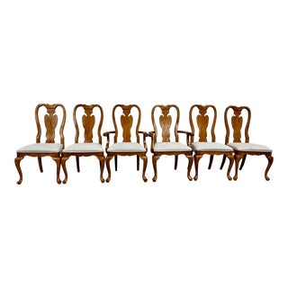 Vintage Universal Furniture Queen Anne Style Dining Chairs - Full Set of 6 For Sale