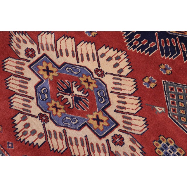 Shabby Chic Shirwan Rust/Blue Wool Rug - 4'6''x6'1'' For Sale In New York - Image 6 of 10