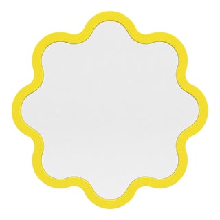 Yellow Hvyli Round 90 Modern Wavy Any Color Mirror by Oitoproducts For Sale