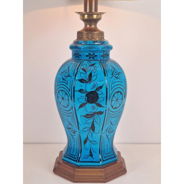 Wood Large Middle Eastern Ceramic Table Lamp, 1950s For Sale - Image 7 of 13
