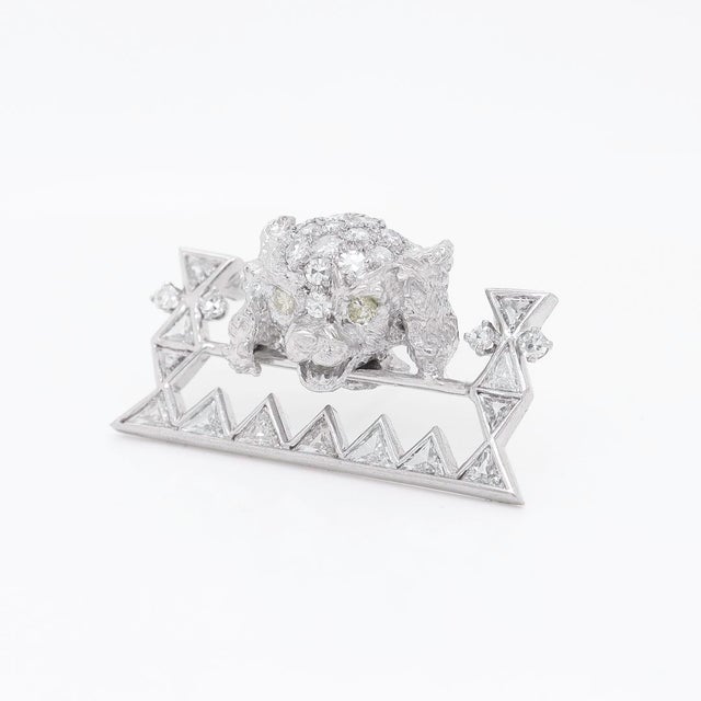 Metal Art Deco Platinum & Fancy Yellow & White Diamond Figural Poodle Dog Brooch For Sale - Image 7 of 11