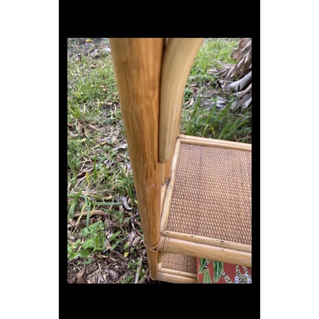 Wood Bamboo Furniture. Bamboo Book Shelf Display Shelf. Wicker and Bamboo Display Stand For Sale - Image 7 of 10