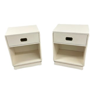 1970s Campaign Style White Formica Nightstand Set of 2 For Sale