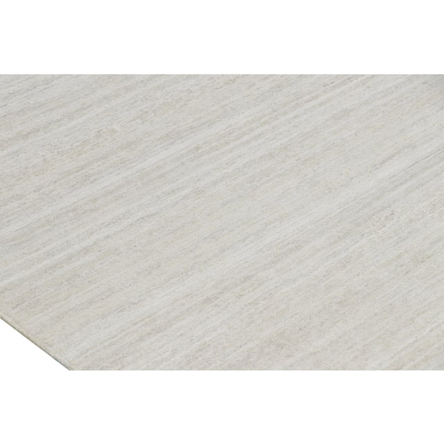 Rug & Kilim’s Oversized Textural Square Rug In Solid White and Gray Striae - 8x10 For Sale In New York - Image 6 of 8
