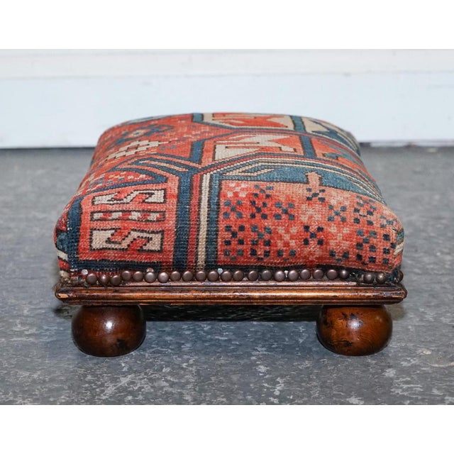 Antique Kilim Tribal Ottoman For Sale - Image 3 of 12