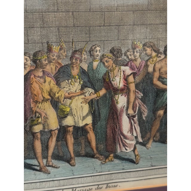 18th-Century Hand-Colored French Engraving, “Cérémonie Du Mariage Des Incas” For Sale In Los Angeles - Image 6 of 8