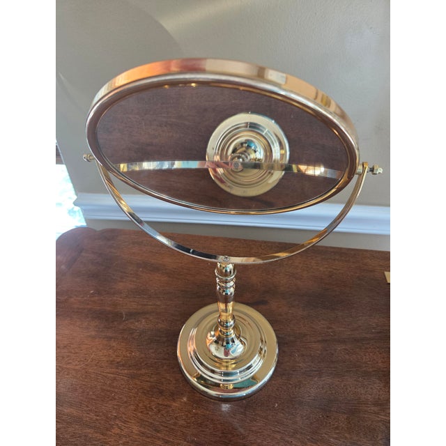Traditional Brass Double Sided Vanity Mirror For Sale - Image 3 of 10