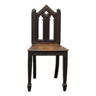 Antique English Oak Gothic Revival Chair For Sale