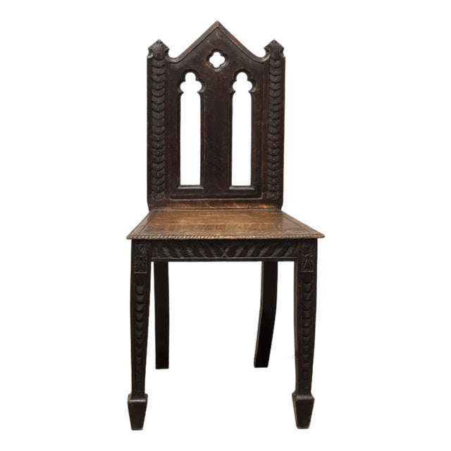Antique English Oak Gothic Revival Chair For Sale