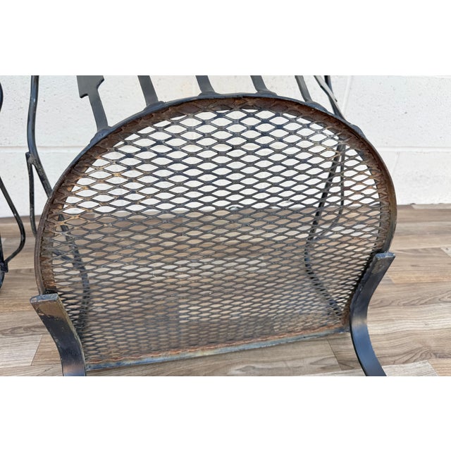 Pair of Vintage Mid-Century Modern Wrought Iron Patio Bouncer Lounge Chairs | Russell Woodard Style For Sale - Image 17 of 18