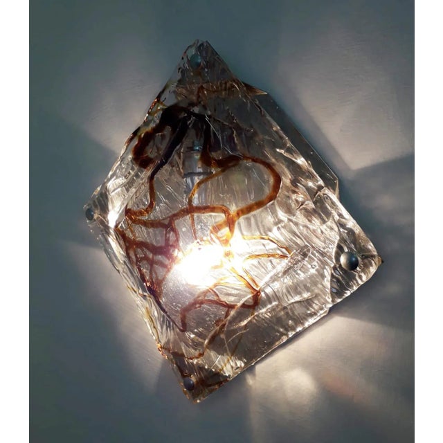 Transparent Diamond Sconces by Mazzega - a Pair For Sale - Image 8 of 13