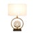 Pasargad Home Sphere Collection White Circular Piece of Marble and Metal Modern Table Lamp with White Shade For Sale - Image 4 of 8