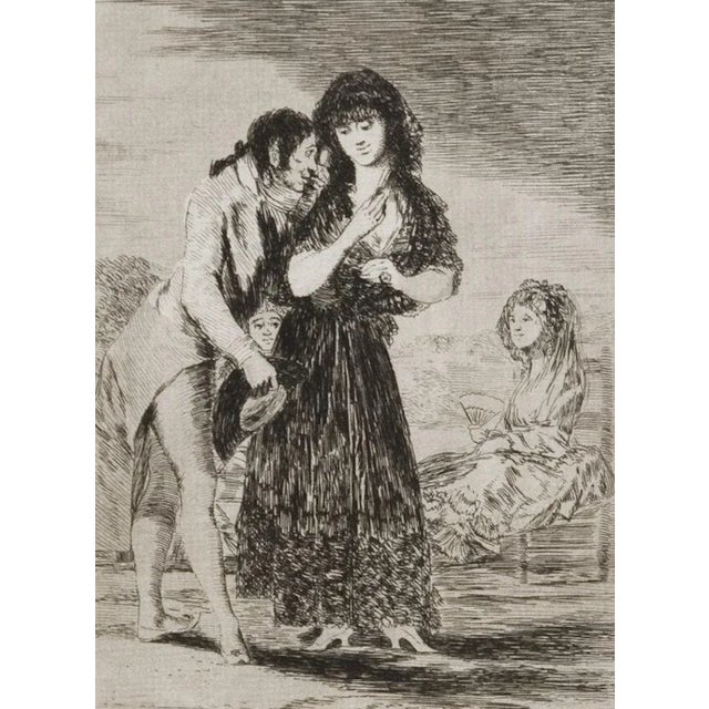 ''ni asi la distingue'' is an original aquatint realized by francisco goya in 1799, from los caprichos series, plate 7,...