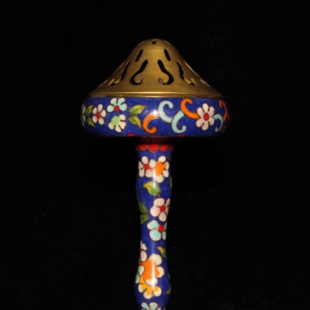 Blue Late 19th Century Cloisonné Enamel Censer With Pierced Lid, 613g For Sale - Image 8 of 9
