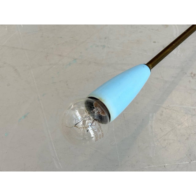 Sputnik Ceiling Light with Six Brass Arms and Colored Sockets, 1960s For Sale - Image 9 of 16