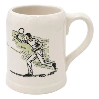 Vintage Paul Brown Tennis Player Ceramic Mug For Sale