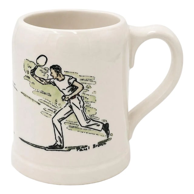 Vintage Paul Brown Tennis Player Ceramic Mug For Sale
