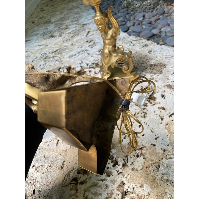 18th Century 18th Century French Gilt Bronze Chenets Mounted as Lamps Circa 1750 - a Pair For Sale - Image 5 of 9