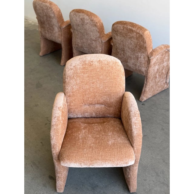 Vintage Curved Velvet Arm Dining Chairs - Set of Four For Sale - Image 11 of 18