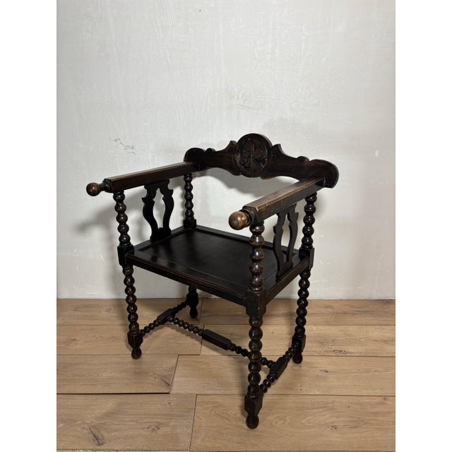 1920s Pair of Spanish Barley Twist Armchairs, Baroque Revival, Early 20th Century For Sale - Image 5 of 13