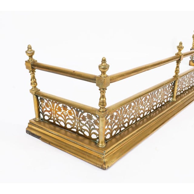 Antique Victorian Brass Fireplace Fender, 1800s For Sale - Image 5 of 11