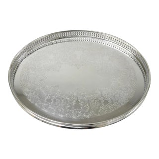 Vintage William Adams Wa Italy Silver Plated Oval Raised Gallery Bar Tray For Sale