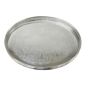 Vintage William Adams Wa Italy Silver Plated Oval Raised Gallery Bar Tray