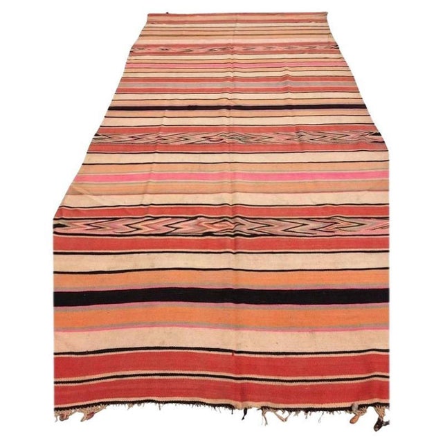 Vintage Moroccan Berber Striped Wool Kilim Rug, 5'4" x 11'6" For Sale - Image 4 of 12