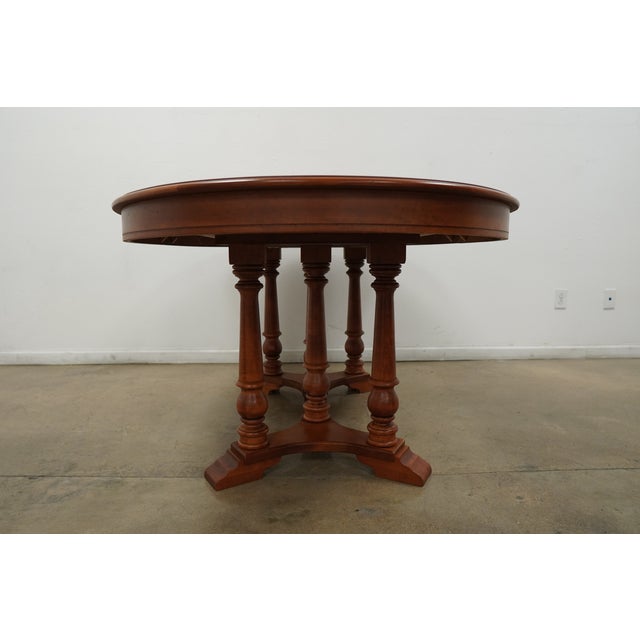1970s Vintage Tell City Early American Colonial Double Pedestal Extension Dining Table For Sale - Image 5 of 14