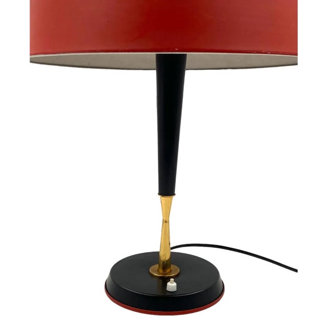 Oscar Torlasco, Mid-Century Red Table Lamp, Lumi, Italy 1954 For Sale - Image 9 of 12