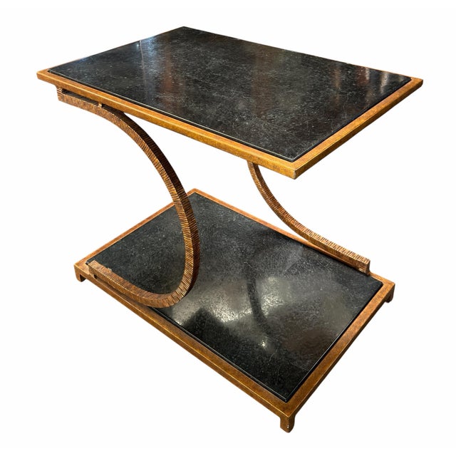 Maitland - Smith Vintage Hollywood Regency Gilt Metal and Faux Black Marble Side Tables by Maitland Smith, a Pair For Sale - Image 4 of 6