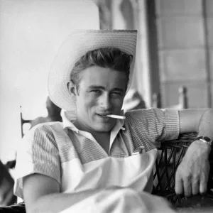 James Dean on Location for "Giant" in 1955. 11x14 Print by Sid Avery