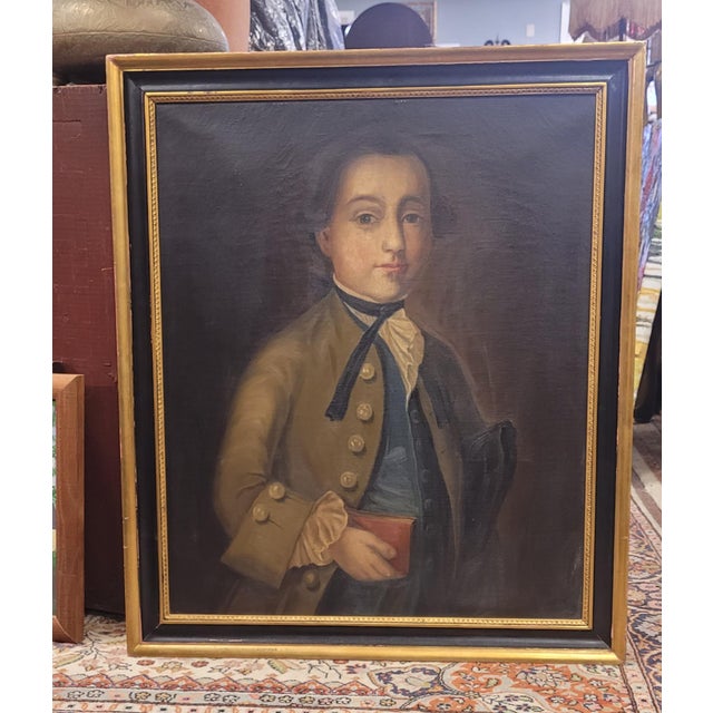 Vintage Oil Painting of a Colonial Noble William Merchant 1755 For Sale - Image 9 of 13