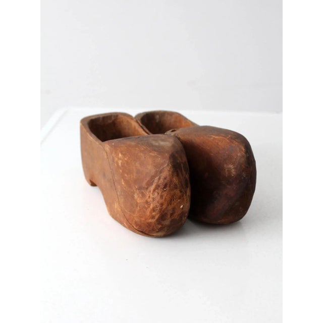 Antique Primitive Wooden Clogs For Sale - Image 10 of 12