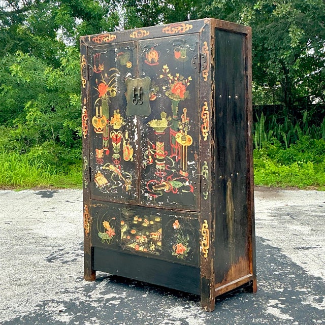 Add a touch of timeless elegance to your space with this Vintage Asian Hand-Painted Cabinet. Intricately detailed with...
