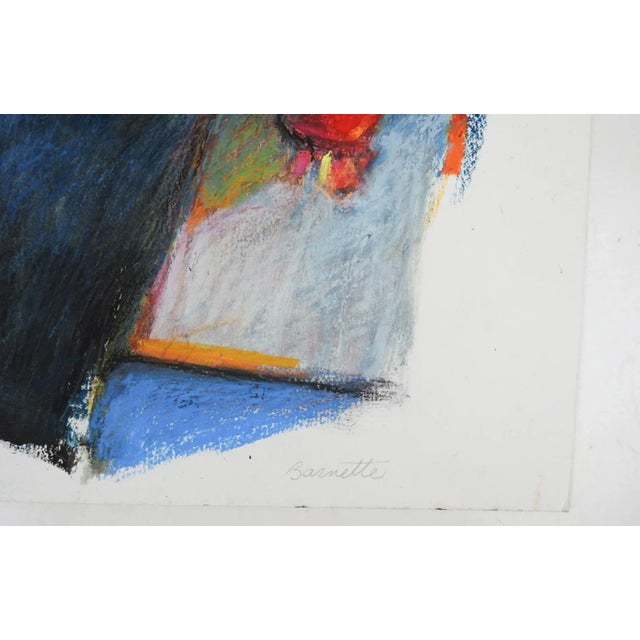 Late 20th century mixed media abstract still life with figure. Media includes, gouache, oil pastel, and chalk pastel....